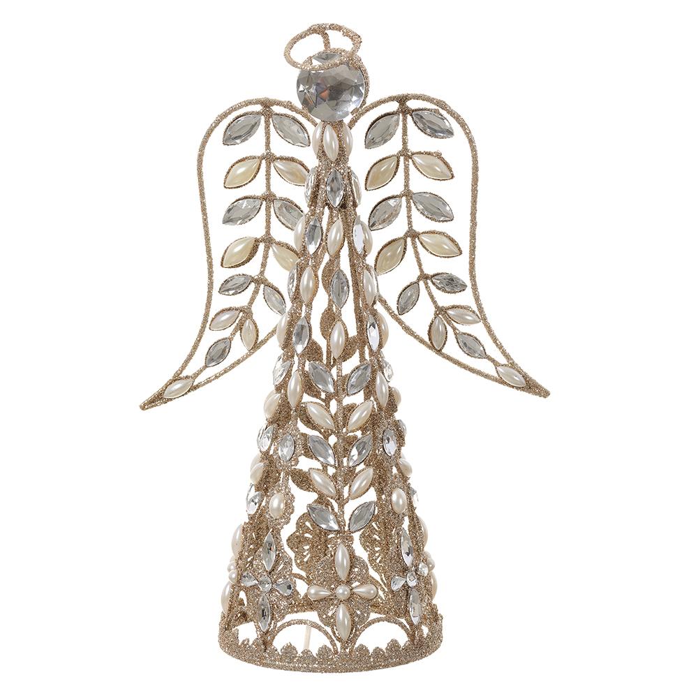 13" Gold Pearl Rhinestone Angel