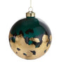 5" Teal & Gold Glass Ball Ornament Set Of 6