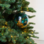 5" Teal & Gold Glass Ball Ornament Set Of 6