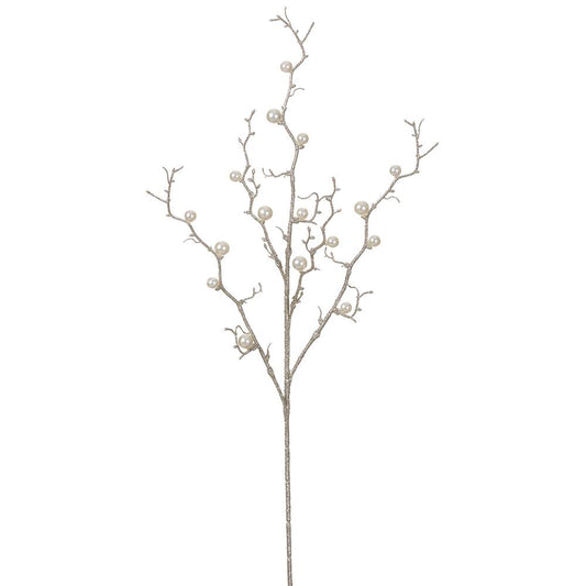 34" Champagne Pearl Glitter Spray Set Of 6