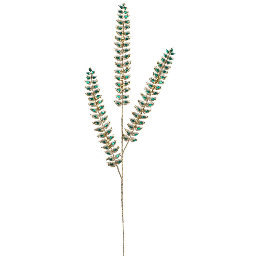 Juego de 6 pulverizadores de minihojas con purpurina verde de 34"