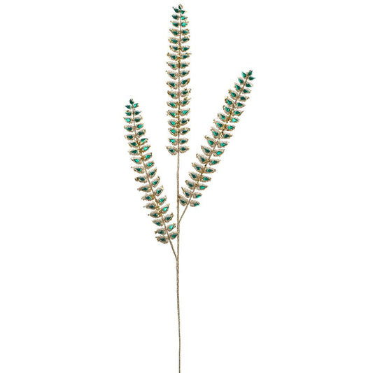 34" Green Glitter Mini Leaf Spray Set Of 6