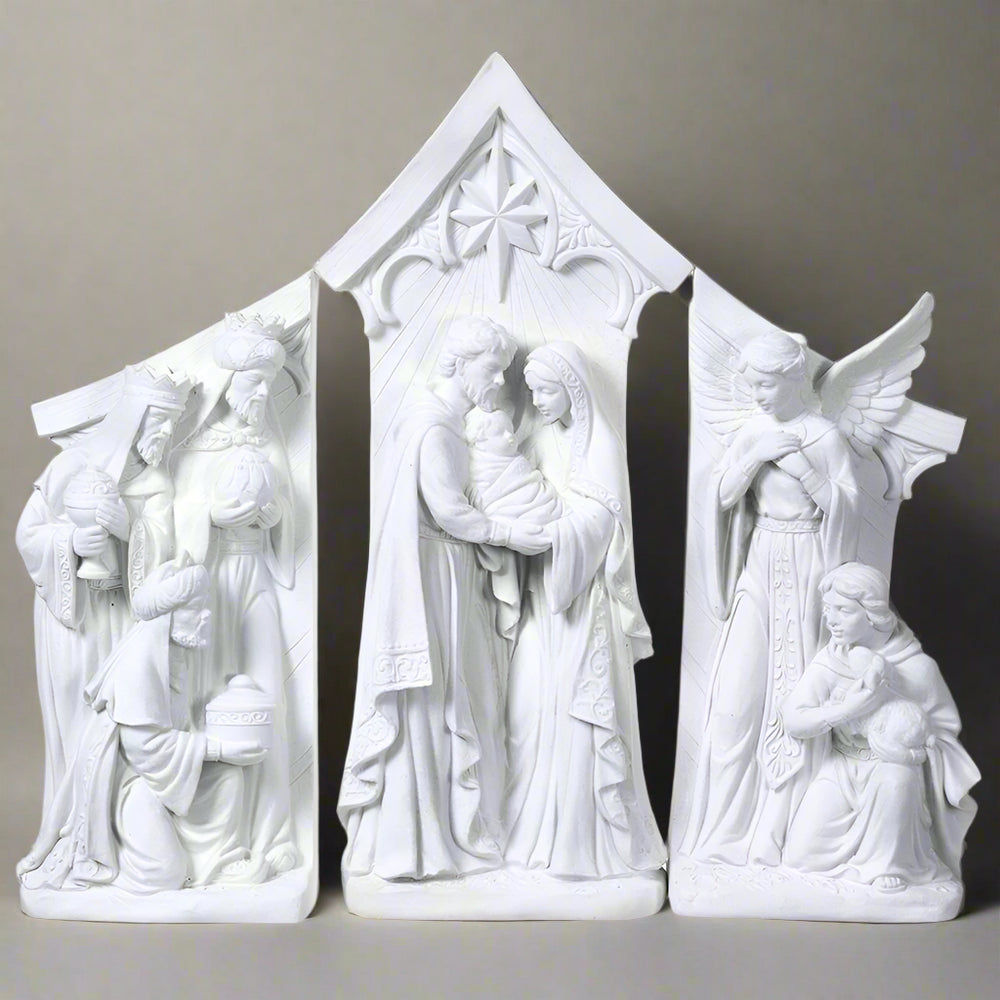 19.5" White Nativity Set
