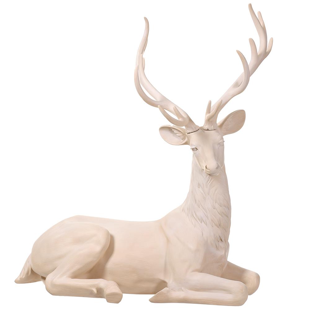 4 FT Ivory Beige Lying Reindeer