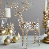 37" LED Gold Glitter Rhinestone Reindeer