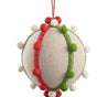 6" Red & Green Pompom Ornament Set Of 2