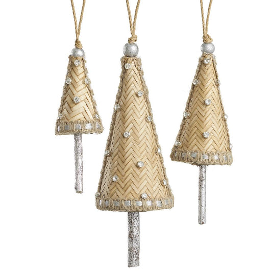 Juego de 3 adornos para árbol de joyas doradas de 3" a 6"