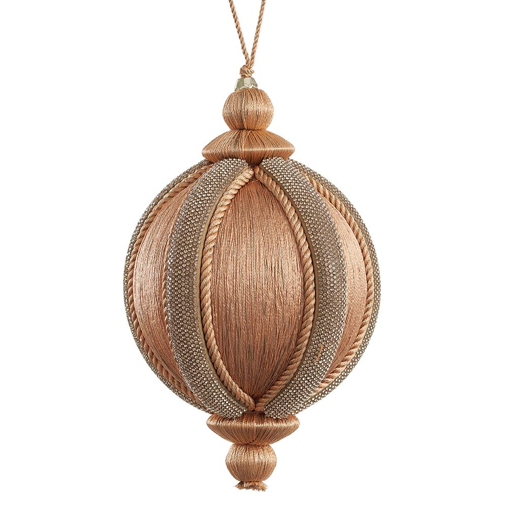 Adorno de bola de hilo de cobre coral de 4" (juego de 2)