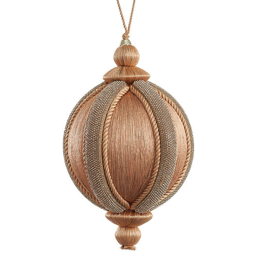 4" Coral Copper Yarn Ball Ornament Set Of 2