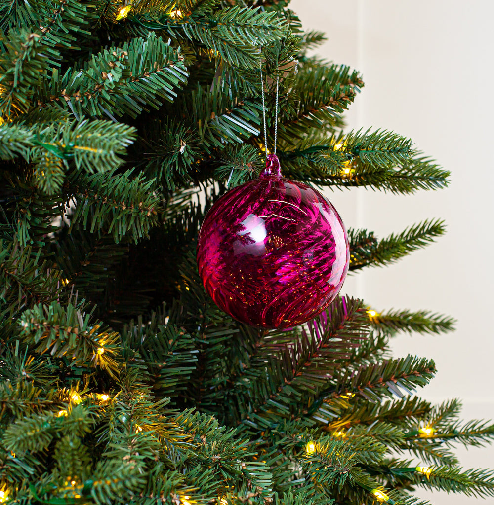 4" Pink Glass Ball Ornament Set Of 6