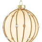 4" Tan Gold Glitter Pearl Glass Ball Ornament Set Of 6