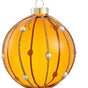 4" Amber Gold Glitter Pearl Glass Ball Ornament Set Of 6