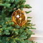 6" Tan Gold Glitter Pearl Glass Ball Ornament Set Of 2