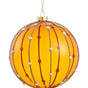 6" Amber Gold Glitter Pearl Glass Ball Ornament Set Of 2