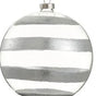 6" Clear Silver Glass Ball Ornament Set Of 4