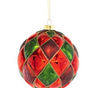 4.75" Red & Green Diamond Glitter Glass Ball Ornament Set Of 4