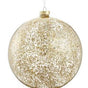 8" Clear Gold Glittered Glass Ball Ornament Set Of 2