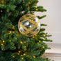 6" Clear Gold Glitter Pattern Glass Ball Ornament Set Of 4