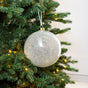 6" Clear Iridescent Beaded Glass Ball Ornament Set Of 4