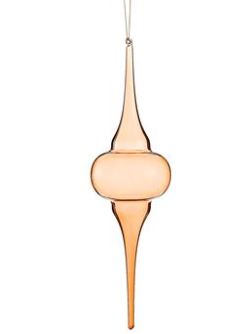 15" Tan Glass Finial Ornament Set Of 4