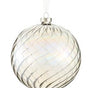 6" Grey Iridescent Glass Ball Ornament Set Of 4