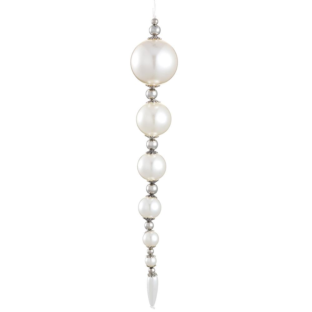 10" Pearl Icicle Drop Ornament Set Of 6
