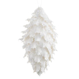 11" White Holly Leaf Finial Ornament Set Of 2