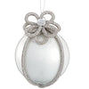 Set de 4 adornos de bola de 4.5" con diseño de flor de perlas y diamantes