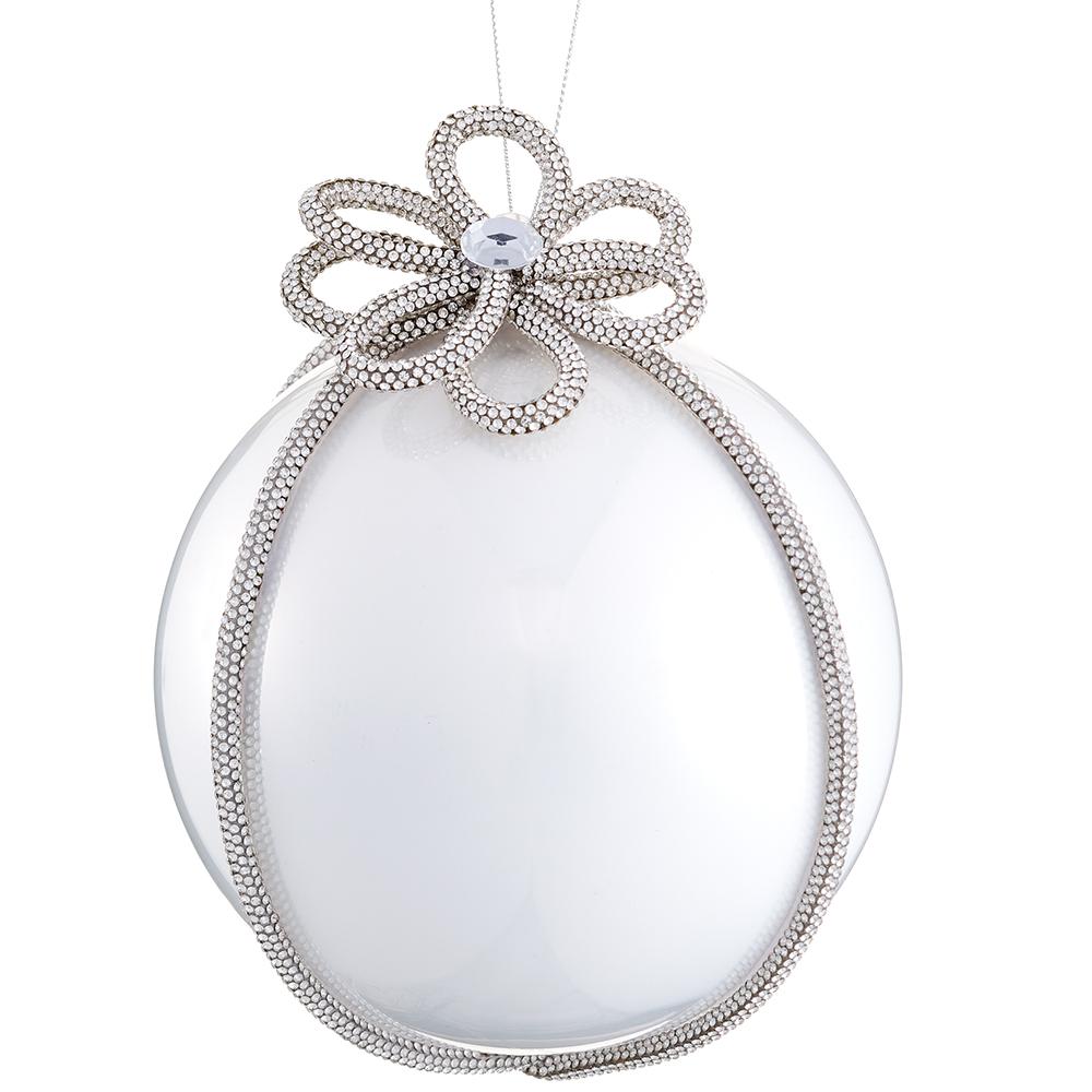 6" Pearl Flower Diamond Ball Ornament Set Of 4