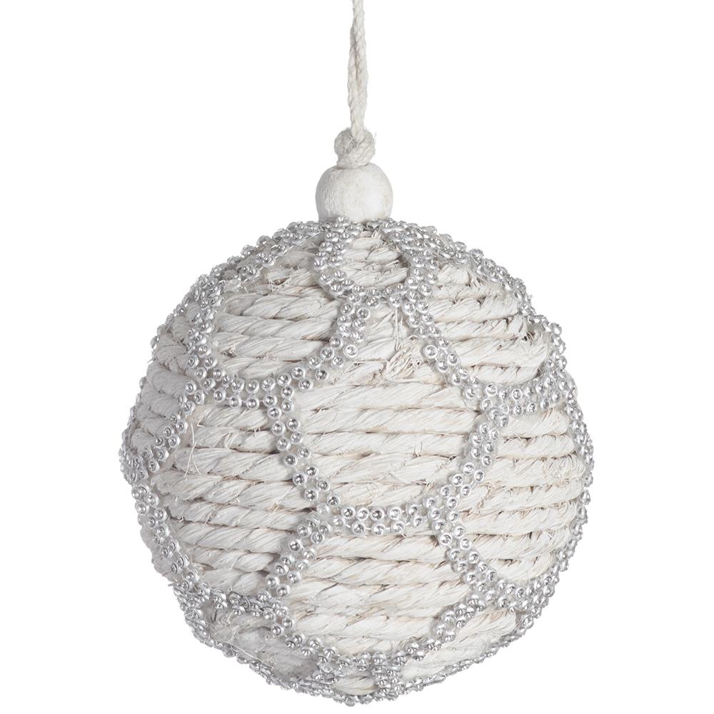 4" Silver Jeweled Ball Ornament Set Of 4