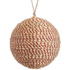 Set de 2 adornos de bolas de yute metálico de 15,24 cm, rojo y beige