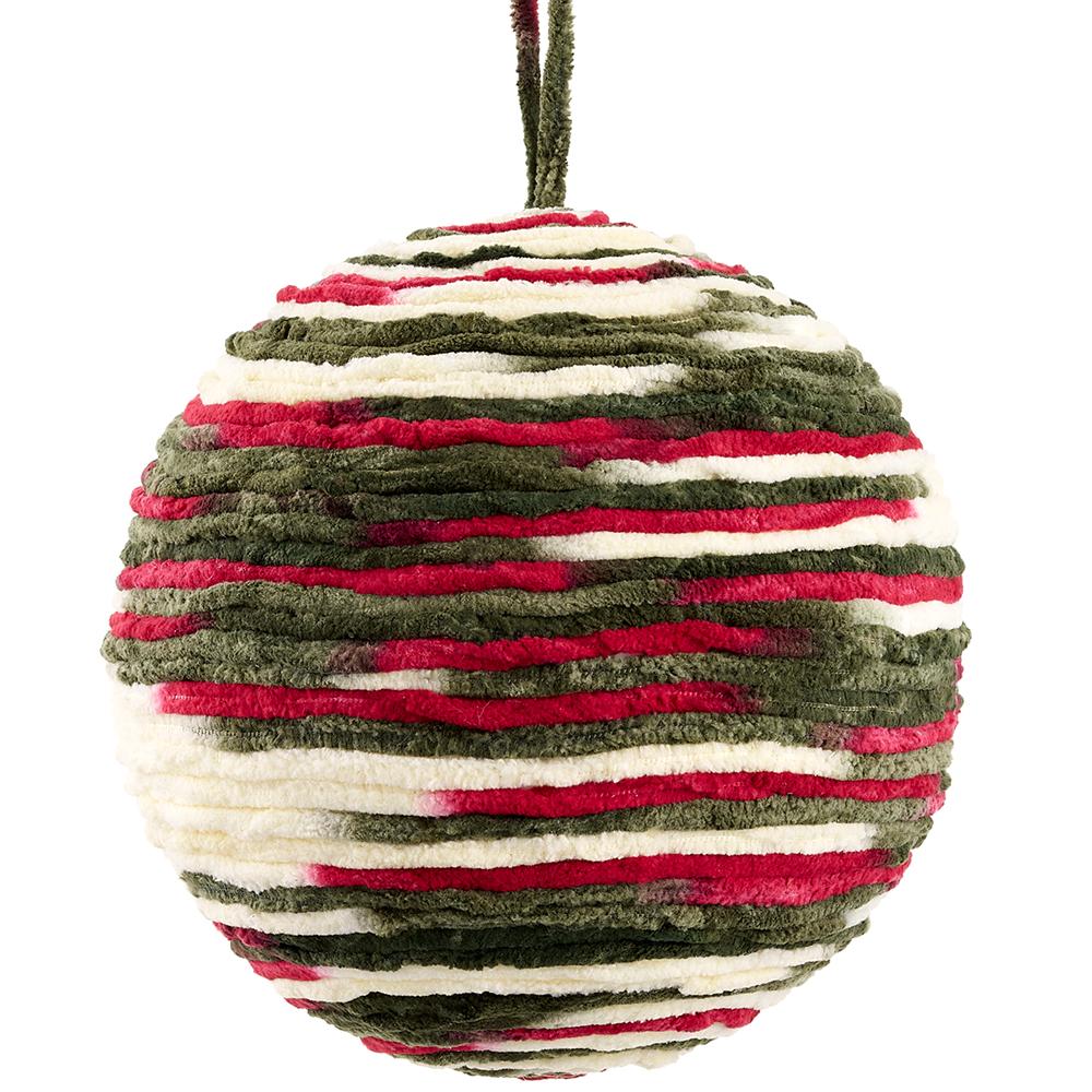 7" Red Green Yarn Ball Ornament Set Of 4