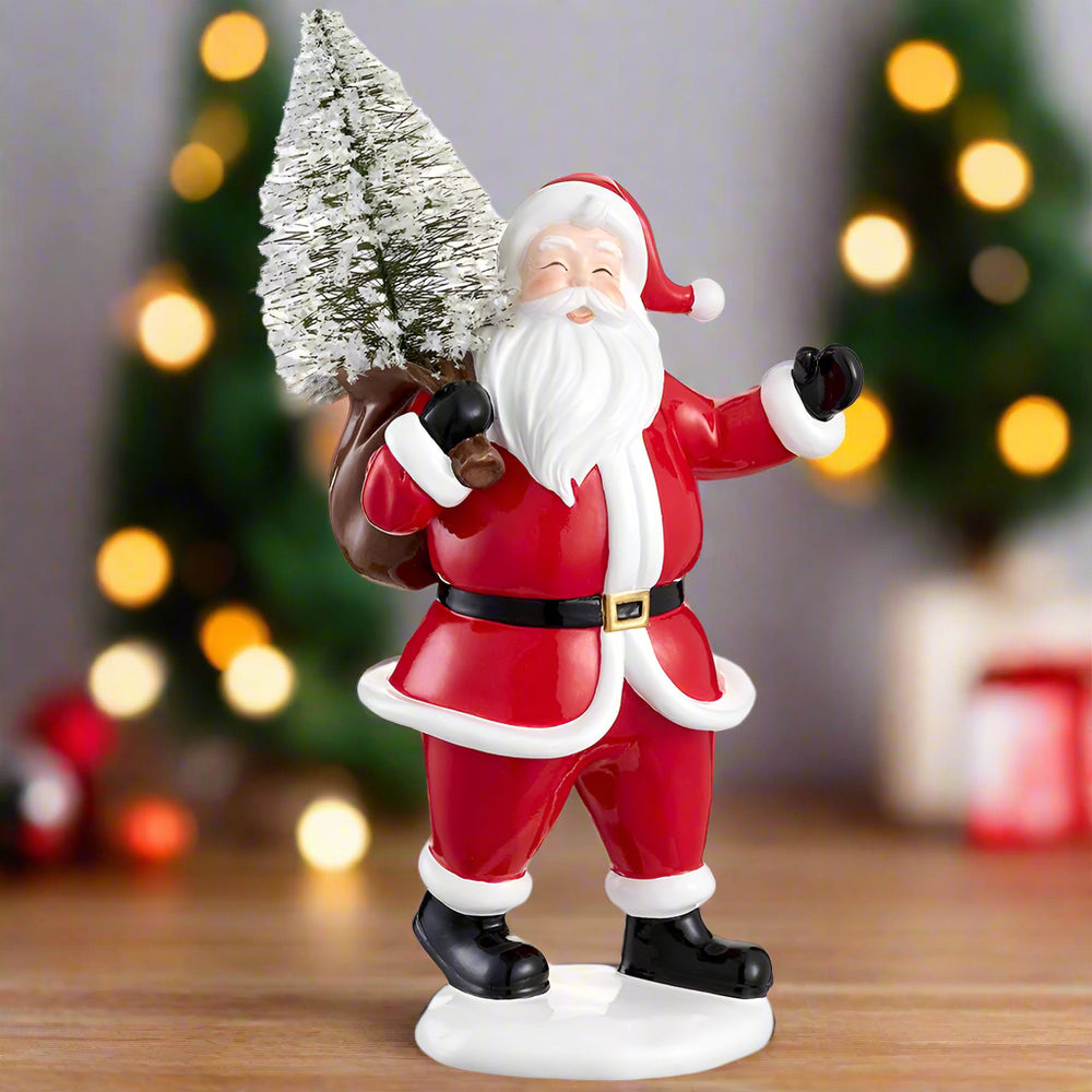 14" Santa Holding A Tree