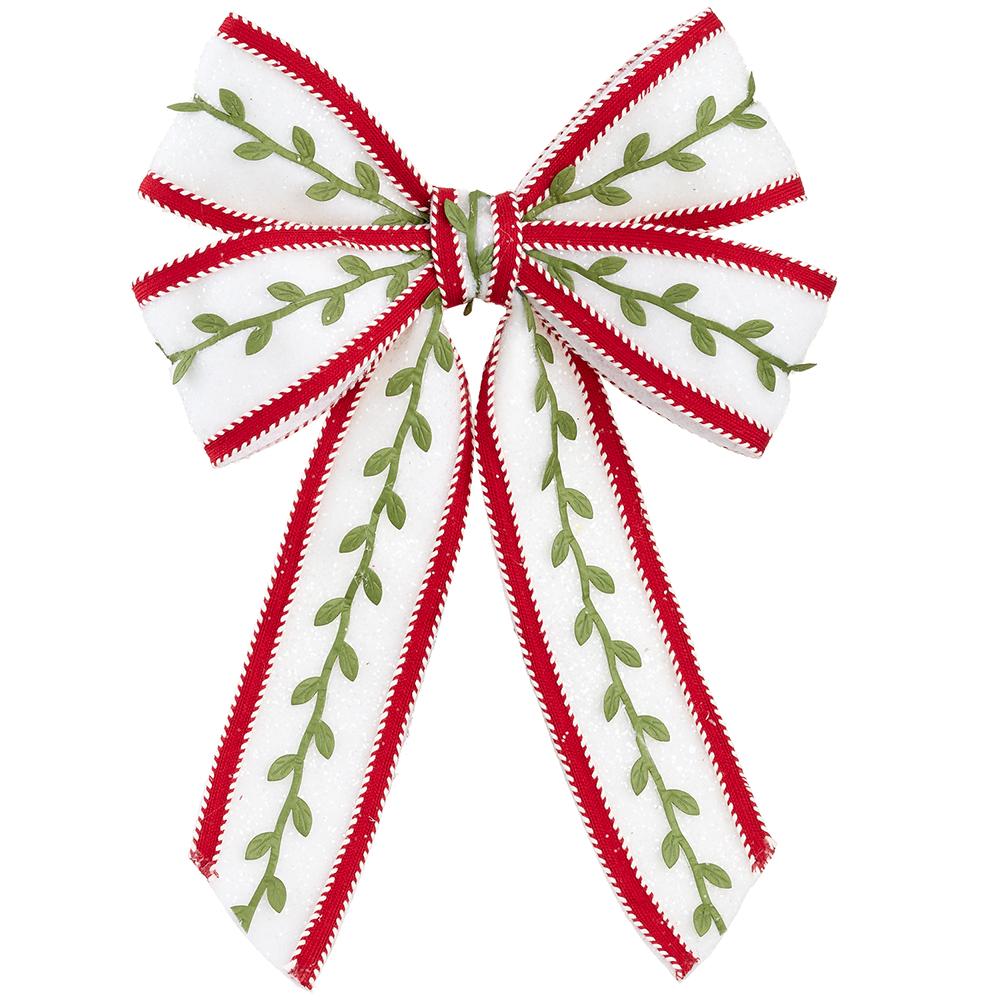 13" White Holly Bow With Clip