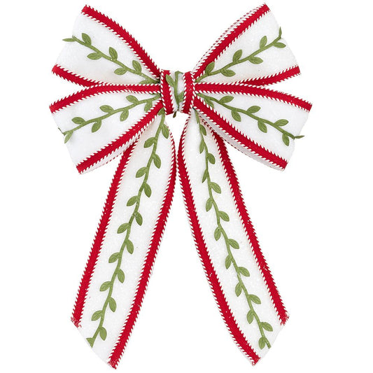 13" White Holly Bow With Clip