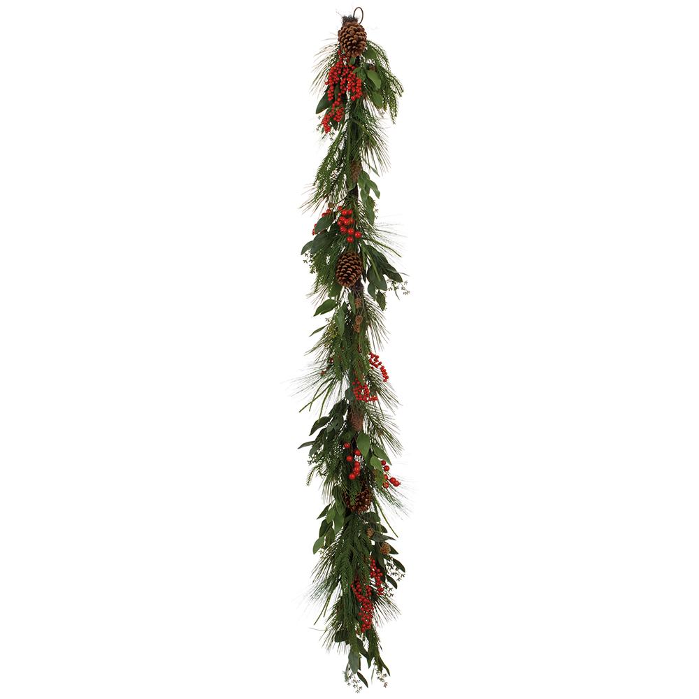 6 FT Red Berry Pinecone Garland