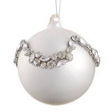 Juego de 2 adornos de bolas de cristal de diamante plateado de 4"