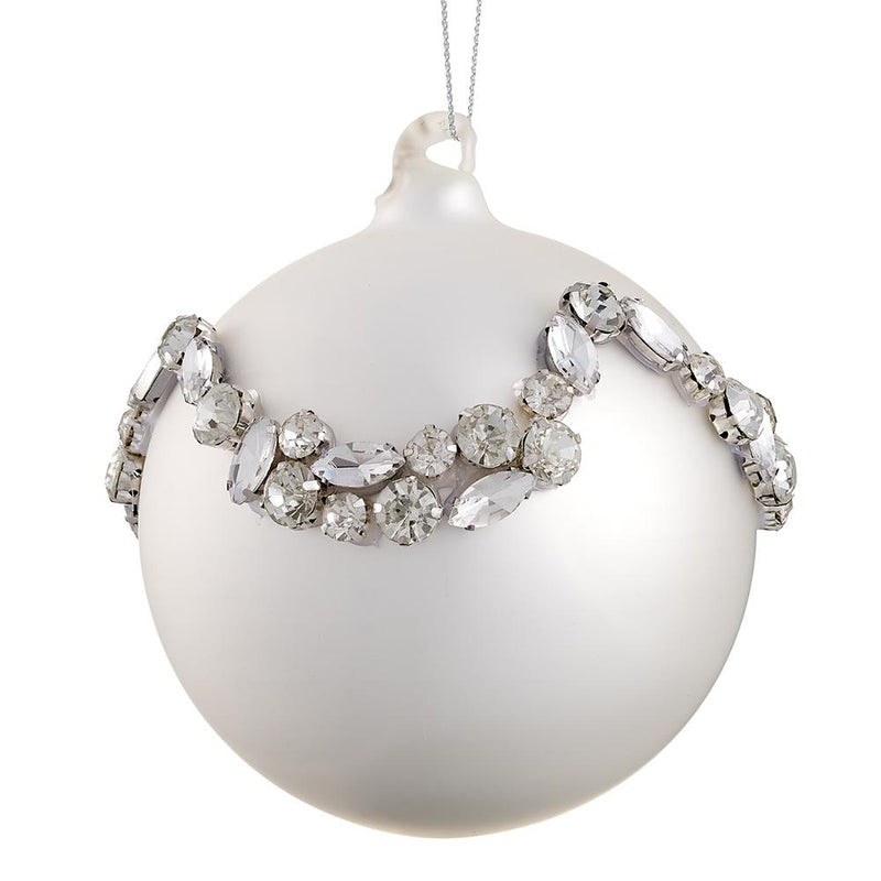 Juego de 2 adornos de bolas de cristal de diamante plateado de 4"
