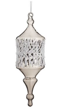 10" Snow White Pine Finial Ornament Set Of 2