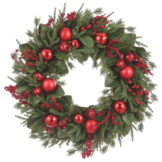 32" Red Berry Ornament Wreath
