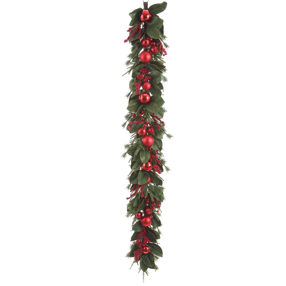 6 FT Red Berry Garland With Ornaments