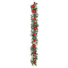6 FT Snowy Holly Red Ornament Garland