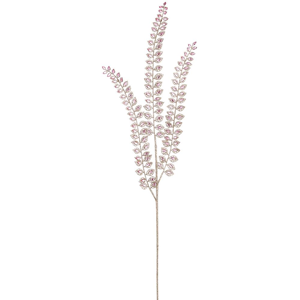 37" Pink Rhinestone Leaf Spray Set Of 6