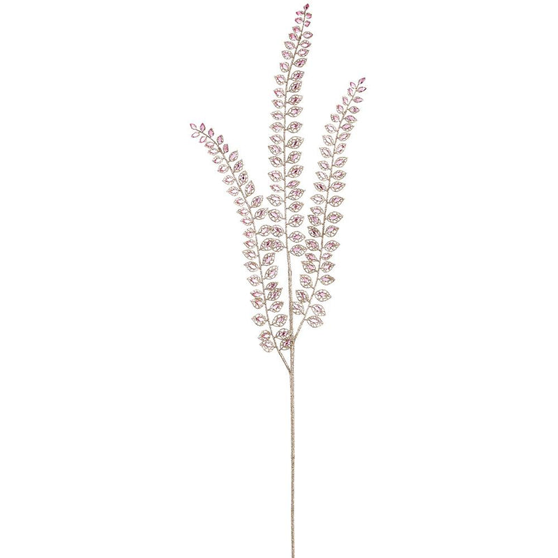 37" Pink Rhinestone Leaf Spray Set Of 6