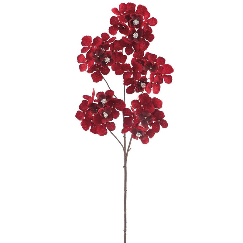 Set de 6 aerosoles de terciopelo de hortensias "Red Diamond" de 24 pulgadas