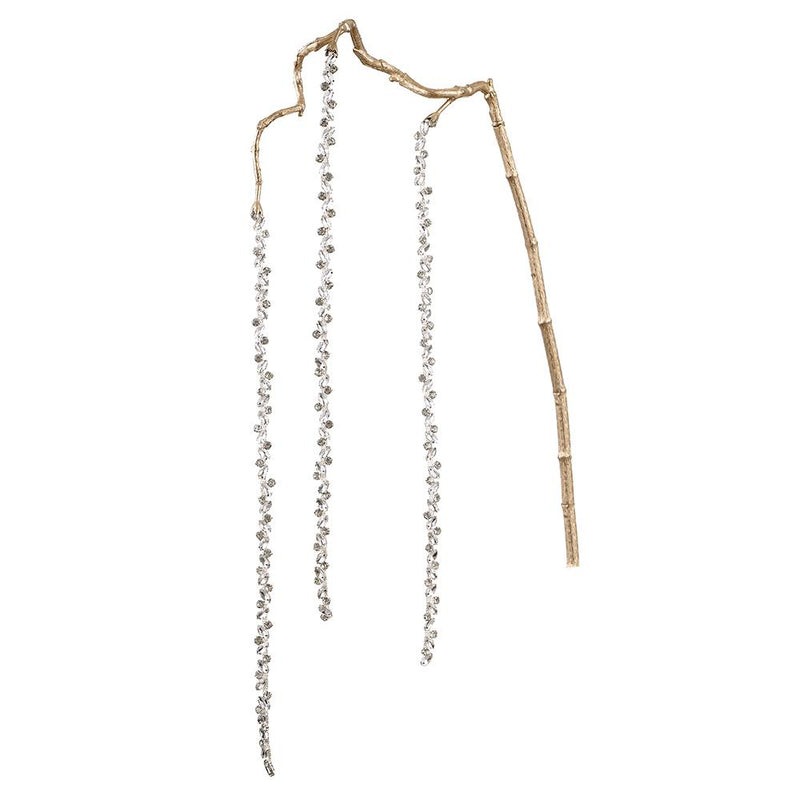 Long necklace with small beads on a white background