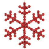 Juego de 6 adornos de copo de nieve rojos con diamantes de imitación de 3.5"