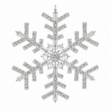 Juego de 6 adornos de copo de nieve con diamantes de imitación rojos y dorados de 10 cm
