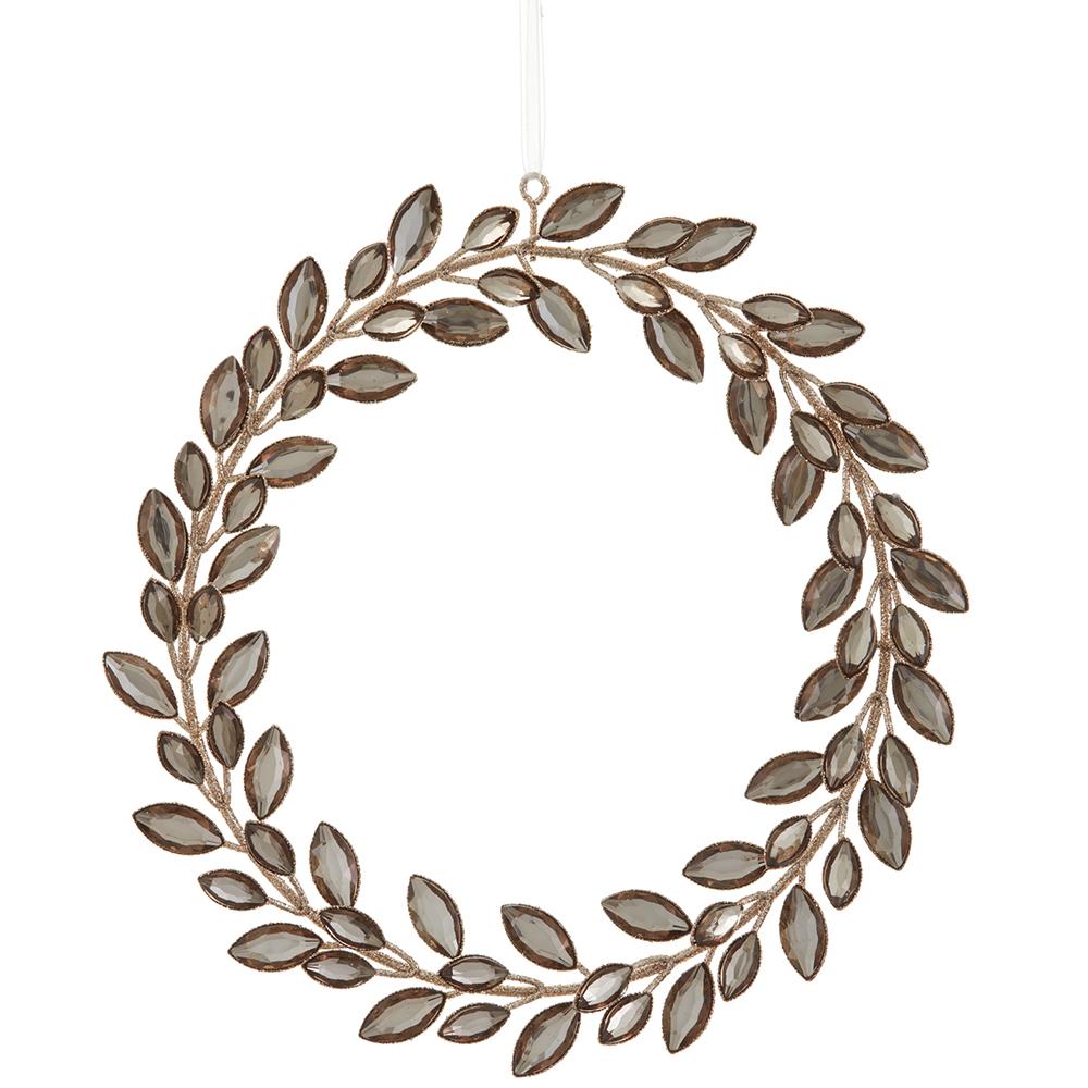 9" Gold Glitter Wreath Ornament Set Of 2