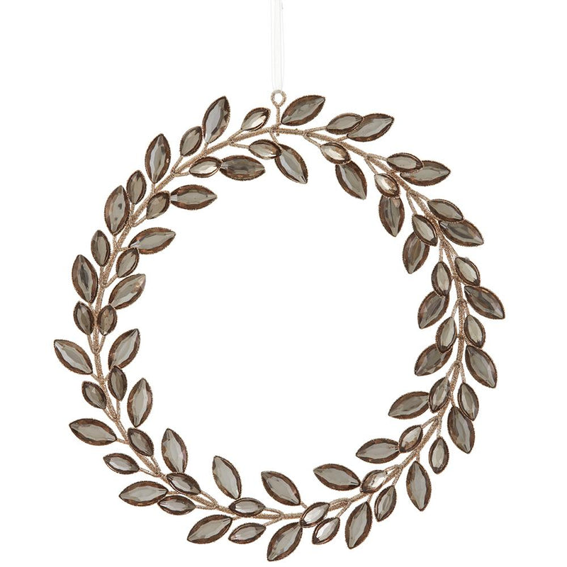 9" Gold Glitter Wreath Ornament Set Of 2